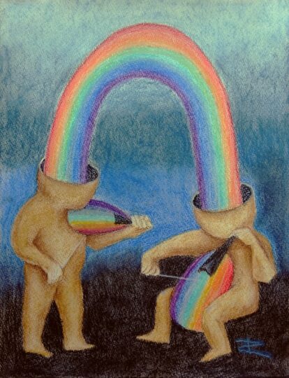 Татьяна Апраксина. Радужные музыканты. б., пастель, 2025. 38 x 28 cm