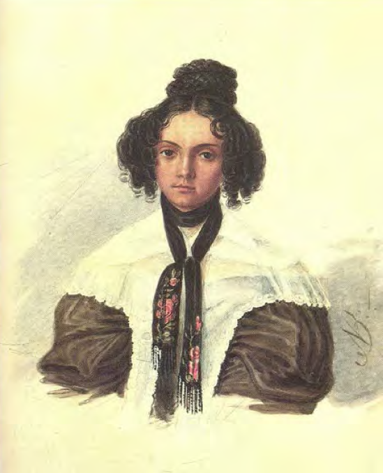 N.A. Bestuzhev. Portrait of Maria Nikolaevna Volkonskaya. Watercolor. 1837. Historical Museum. Moscow.